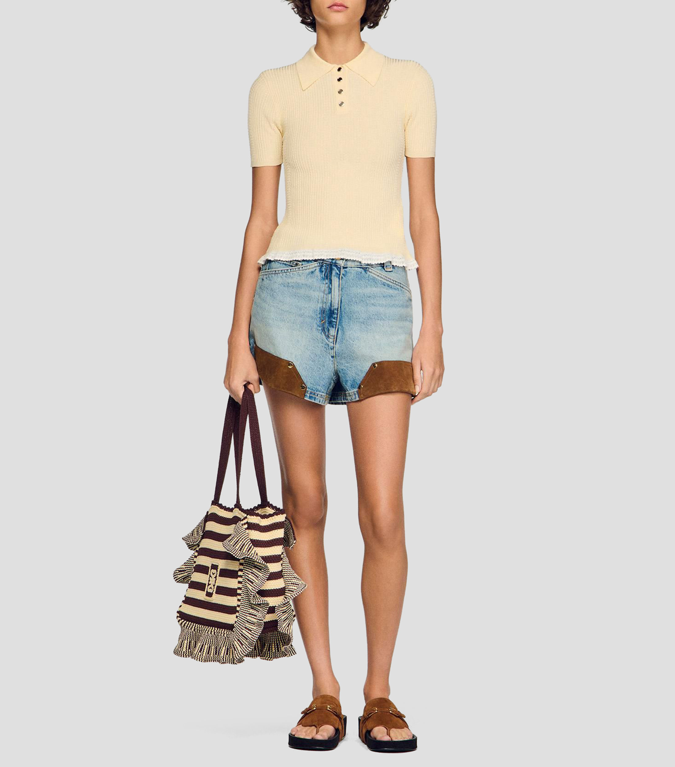 Blusa lisa manga corta Mujer